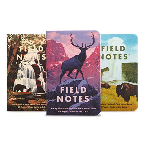 Field NotesNational Parks Series (Series C - Rocky ain, Great Smoky ains, Yellowstone) - Graph Paper Memo Book 3-Pack - 3.5 x 5.5 Inch