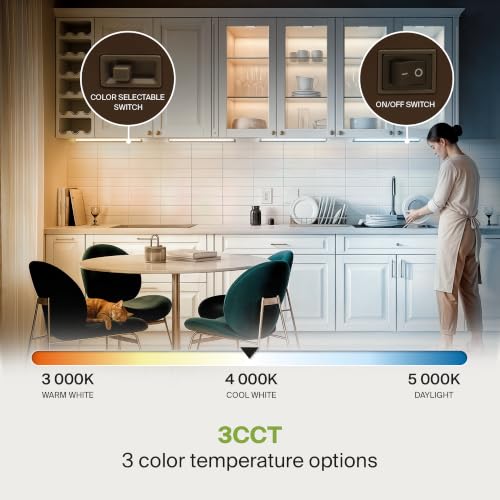 Image of ASD LED Under Cabinet Lighting, 32 inch 16W 1057 LM, Dimmable Hardwired Under Cabinet Lights for Kitchen, 3000K /4000K /5000K, Under Counter Light Fixtures, ETL, Bronze, Bullnose Design
