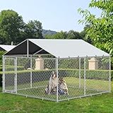 10'x10' Outdoor Dog Kennel with Metal Dog Gate, Outdoor Dog Pens with Roof, Heavy Duty Dog Kennel for Backyard Farm Use