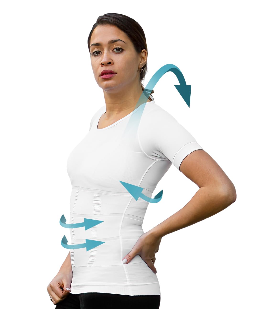 Camiseta Correctora de Postura Mujer | Anti Dolor de Espalda | Receta Espalda y Hombros | Compresión | Camiseta Cuerpo | Manga Corta