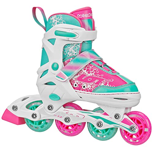 Roller Derby Ion 7.2 Girl's Adjustable Inline Skates White/Mint/Pink Size Small (11-1) #TOP29
