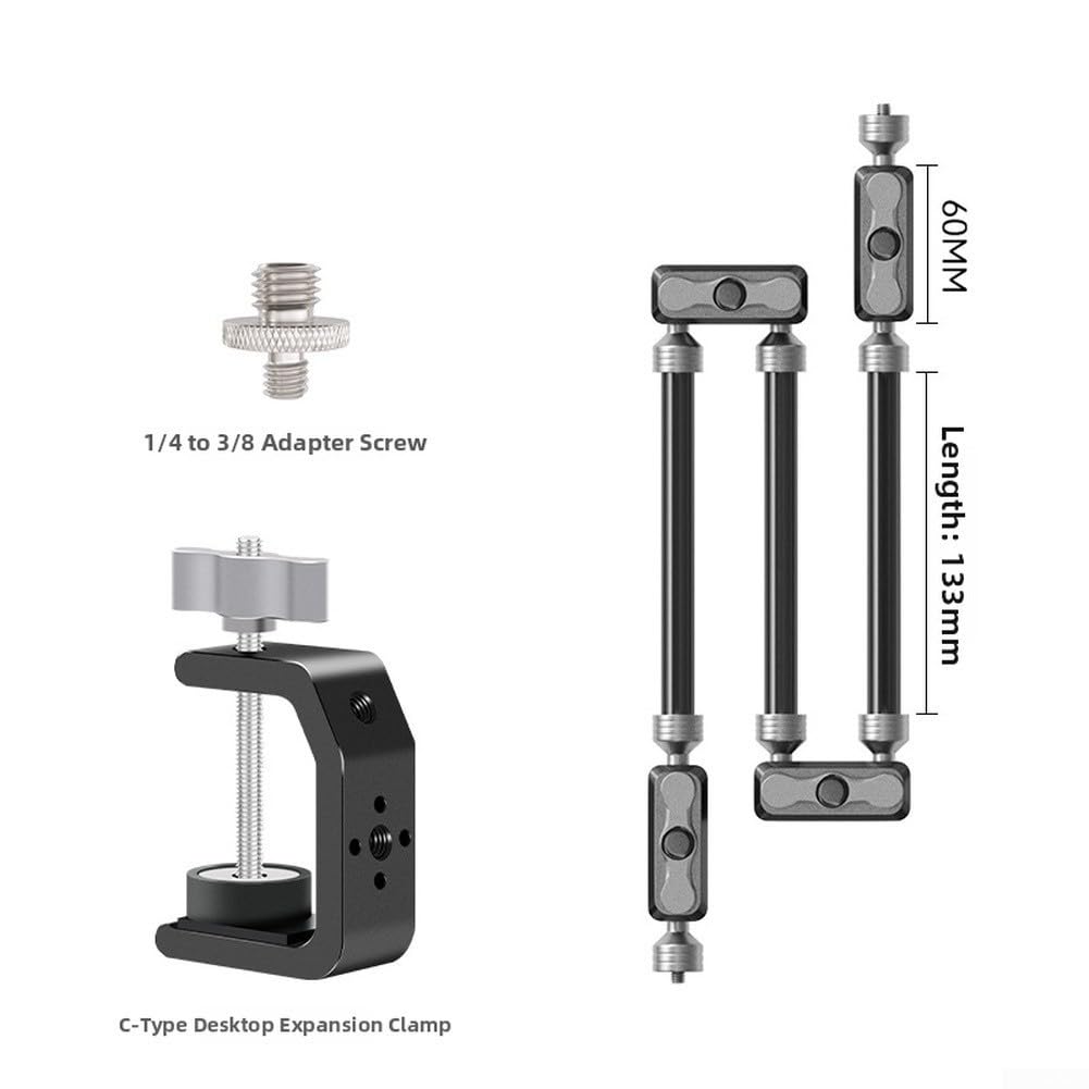 Supporto per telefono a collo di cigno: supporto flessibile lungo con morsetto per iPhone per Samsung - Supporto da tavolo regolabile girevole a 360 gradi nero (braccio a due sezioni)