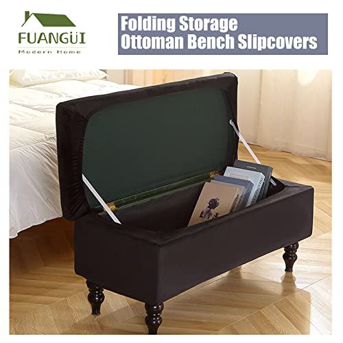 Image of FUANGUI Ottoman Cover Stretch Storage Ottoman Bench Slipcover Printed Folding Storage Bench Ottoman Cover Footrest Stool Slipcover Footstool Protector Cover with Elastic Bottom,Large