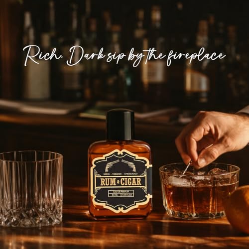 Image of Rivona Rum & Cigar Eau De Parfum for Men 50ml - Long Lasting Strong Woody Tobacco Perfume | Dark Rum, Vanilla & Amber | Bold Evening, Date Night & Luxury Perfume for Men
