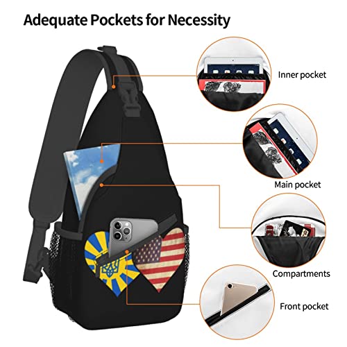 Mochila bandolera unisex de banderas Ucrania y EE.UU. miniatura 5