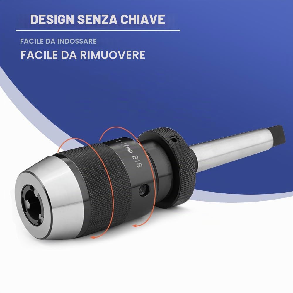 Mandrino autoserrante B18 1-16 mm + mandrino conico MK2/MT2 | Mandrino di precisione per tornio trapano MK2/MT2