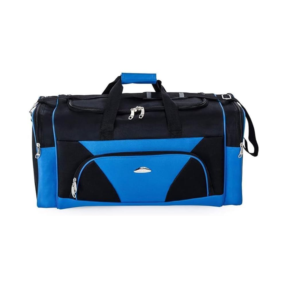 Urban London Sports Gym Bag Duffel Bag – Lightweight, Durable Outdoor Luggage Duffle Bag Holdall for Gym Climbing Sports Travel Crossfit (Black & Blue, Large 28 Inch)