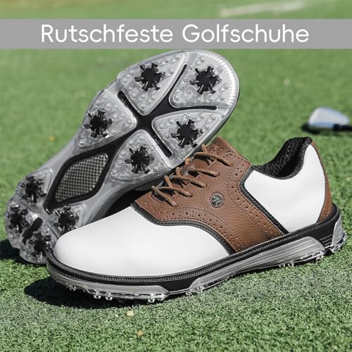 ULTIANT Golfschuhe Herren Wasserdicht Spikeless Klassisch Bequem Sneakers für Golfschuh Trainingsschuh Größe40-48(Braun,40)