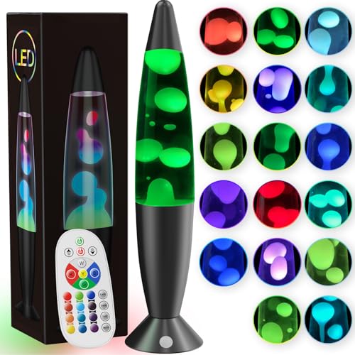 Soarling 17 Colors Changing Liquid Motion Lamps 13.5 Inch Night Light with Remote Giant Relax Mood Classic Cool Nightlight for Home Room Bedroom Decor