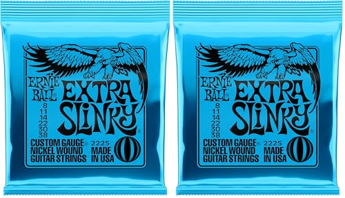 Ernie Ball Extra Slinky Nickel Wound Electric Guitar Strings - 8-38 Gauge (Pack of 2)