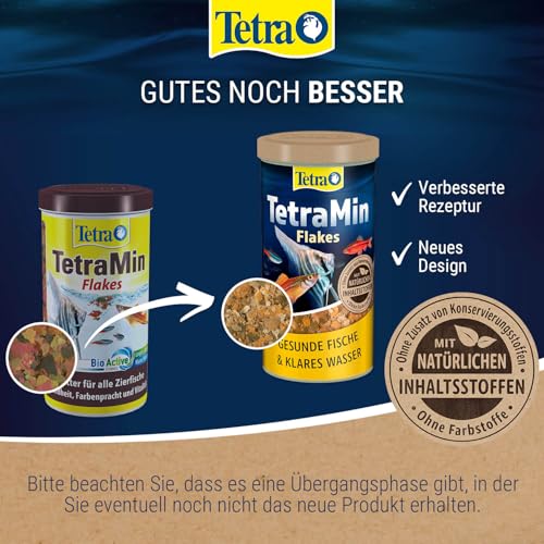 TetraMin Flakes - Fischfutter in Flockenform für alle Zierfische, ausgewogene Mischung für gesunde Fische und klares Wasser, 1 L Dose – Bild 3