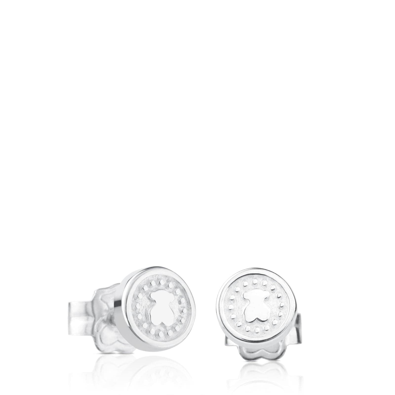 TOUS Pendientes de Plata de Primera Ley para Mujer con Cierre a Presión y Motivo de 0,6cm, Sencillez y Elegancia, Colección Aura