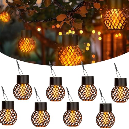 Lampe Solaire Extérieur Suspendue Étanche IP65, 8 pièces Lanterne Jardin Décoration pour Jardin, Terrasse, Balcon, Clôture, Cour, Fête
