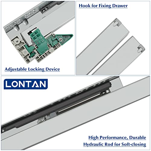 LONTAN 6 Pair 22 Inch Undermount Drawer Slides Soft