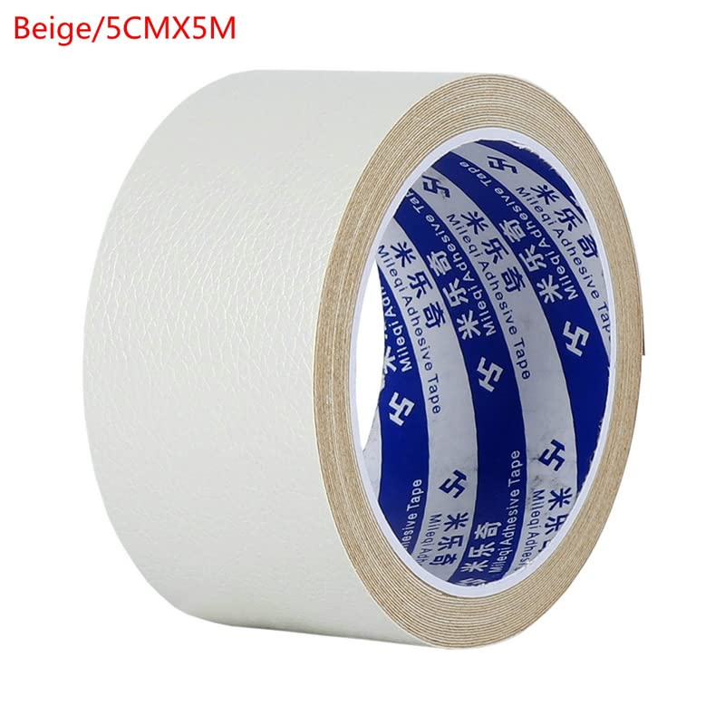 Sofa Repair Patches Self-Adhesive Repair Patch Stick/Glue On Furniture Car Seat Repairs Patch Fabric Fix Application for Leather (5CMX5M, Beige)
