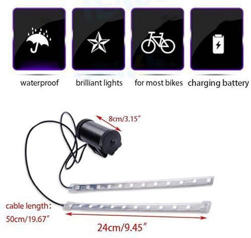 Miniatura 4 de TEAMWILL 2 paquetes USB recargable brillante LED bicicleta marco luz tira impermeable multicolor