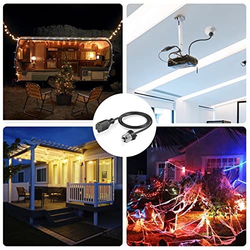 Ticoze 1 Pack Light Socket Adapter, Convert E26/E27 Bulb Socket To 3 Prong Outlet With Extension Cord 39.37Inch, Light Socket To Plug Adapter Outlet For Indoor Outdoor Porch Garden Patio Use Black #TOP5