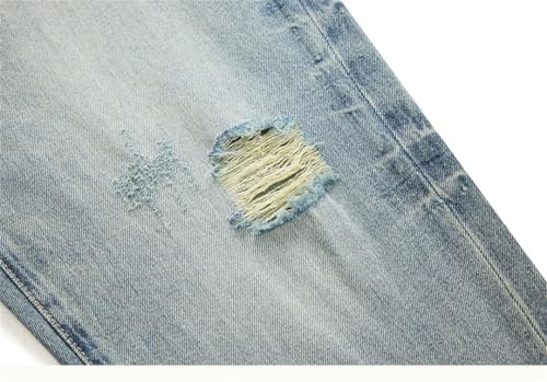 Men Summer Loose Straight Harem Pants Hollow Out Baggy Pant Cowboy Classic Version Ripped Jeans3