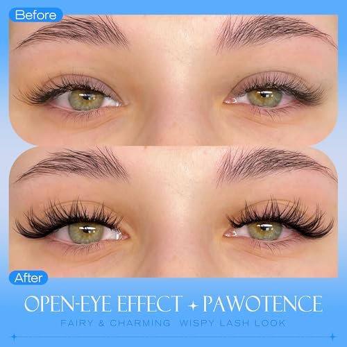 Pawotence Lash Clusters Wispy Eyelash Clusters 10-16mm Manga Individual Lashes Cluster Eyelash Extensions 168pcs Lash Extension DIY False Eyelashes Cluster Lashes with Soft Thin Band