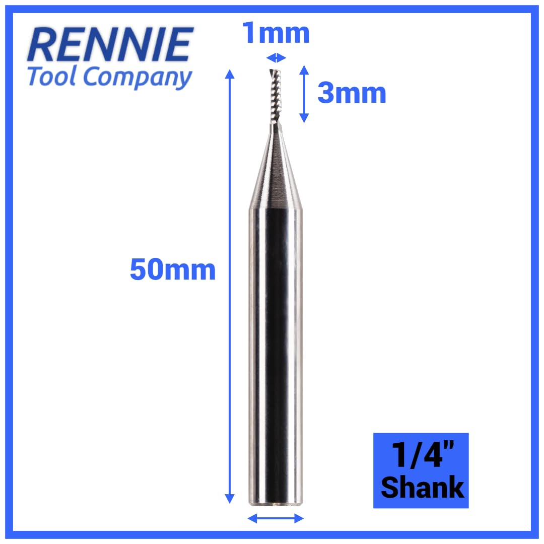 Rennie Tools 6mm x 32mm Flute x 1/4" Shank Solid Carbide Single Flute Spiral Router Cutter Bit End Mill for ACM Aluminium - Image 2