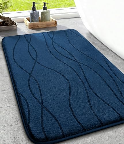 chakme Tapis de Bain en Mousse à mémoire de Forme, Tapis Salle de Bain Absorbant, Tapis de Douche Antidérapant pour la Salle de Bain et Les WC, 43 x 61 cm,...
