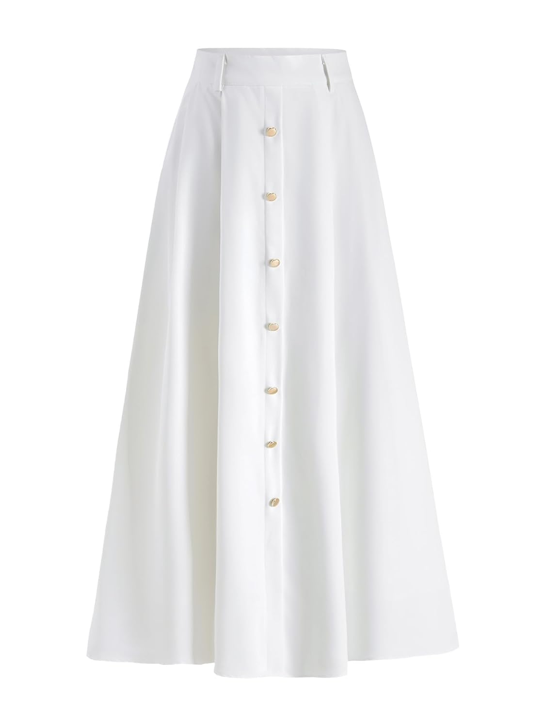 Womens Elegant High Waisted Maxi Skirt Button Front A Line Dressy Casual Work Skirts