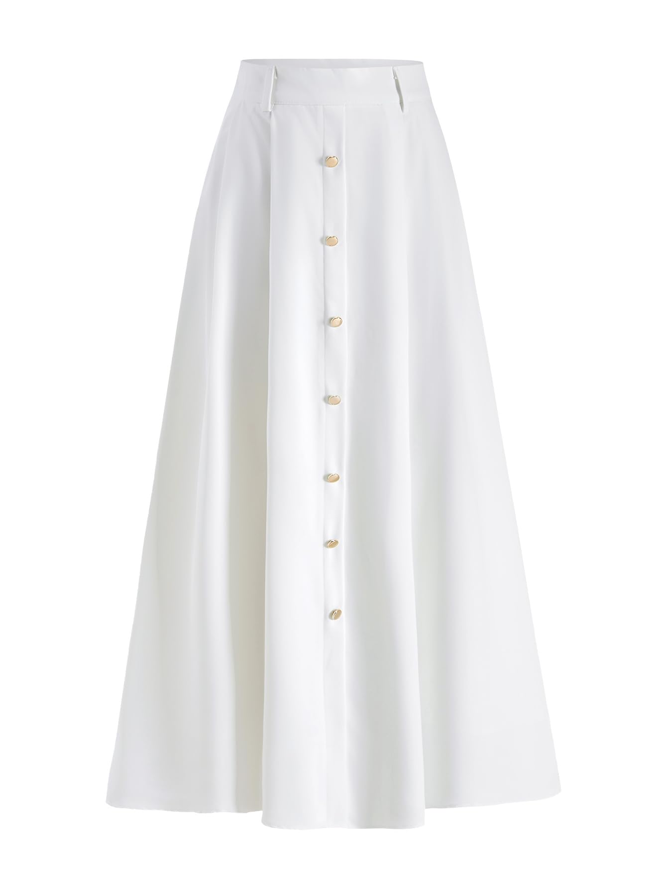 Womens Elegant High Waisted Maxi Skirt Button Front A Line Dressy Casual Work Skirts