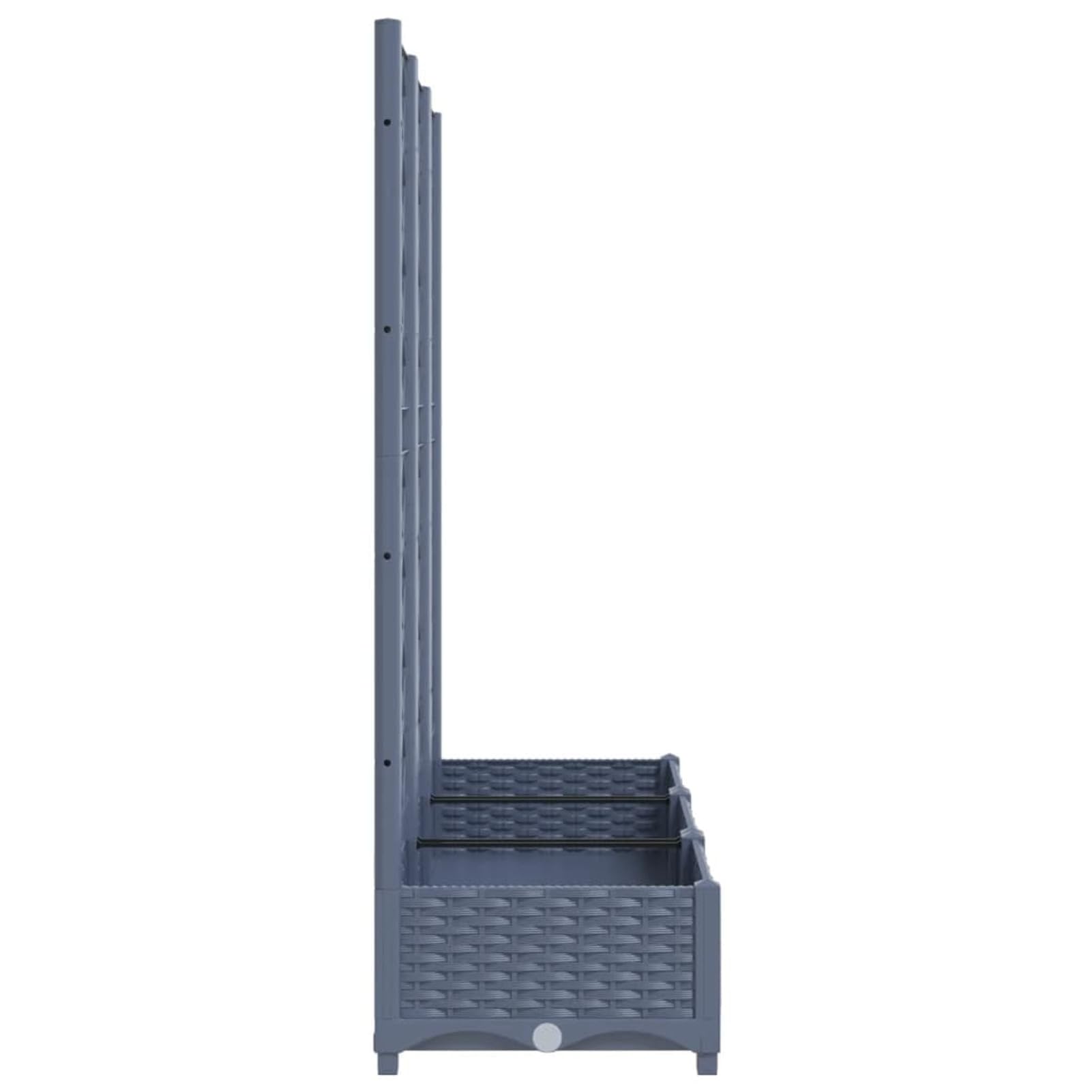 IKAYAA Jardinera con Enrejado PP Jardinera con Celosía Gris Oscuro Macetero con Soporte para Flores Plantas en Exterior Terraza Jardín Balcón 120 x 40 x 121.5 cm