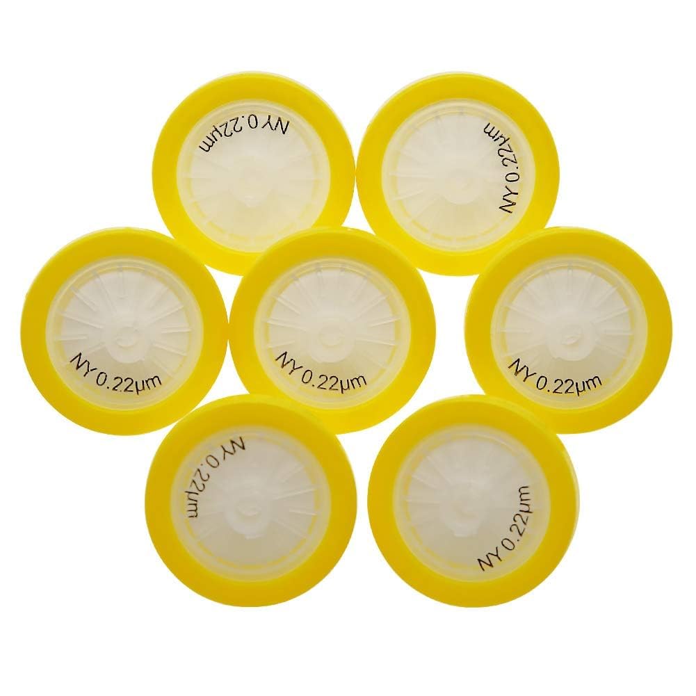100 Count Syringe Filter, PTFE Hydrofilic Membrane 13mm Diameter 0.22um Pore Size, Syringe Lab Filters, Non Sterile Filtration (Yellow)-image-39