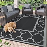 GENIMO Outdoor Rug Waterproof for Patio Decor, Foldable Reversible Plastic Straw Area Rugs Mat for Camper, Outside Carpet for Rv, Deck, Porch, Picnic, Beach, Balcony