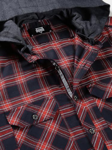 Image of Thomas Scott Men's Cotton Classic Hood Collar Tartan Checks Casual Shirt