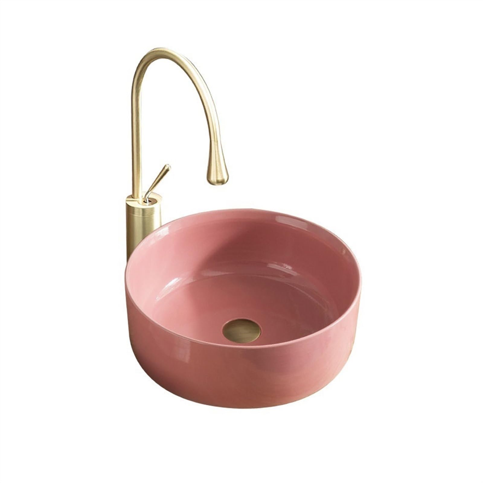 Aioneer Bathroom Sink Small Countertop Hand Basin Patio Sink Countertop Bathroom Sinks Simple Round Patio Lavatory Sinks Lavatory Vanity