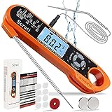 Meat-Thermometer Digital Instant-Read Food Temperature-Probe - with Magnet Calibration Candy Thermometer Waterproof for Kitchen Cooking Grill BBQ Oven, Orange