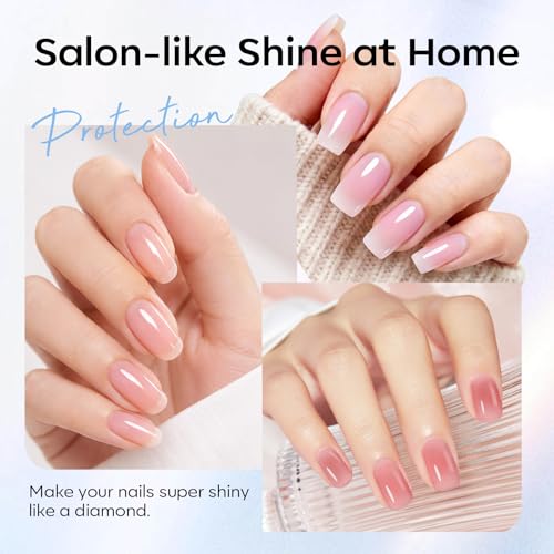 Image of AZUREBEAUTY Builder Nail Gel Kit, 3Pcs Clear Builder Gel with Base Coat and No Wipe Top Coat, UV LED Cured Extension Apex Building Set for Home Salon DIY, 11 mL