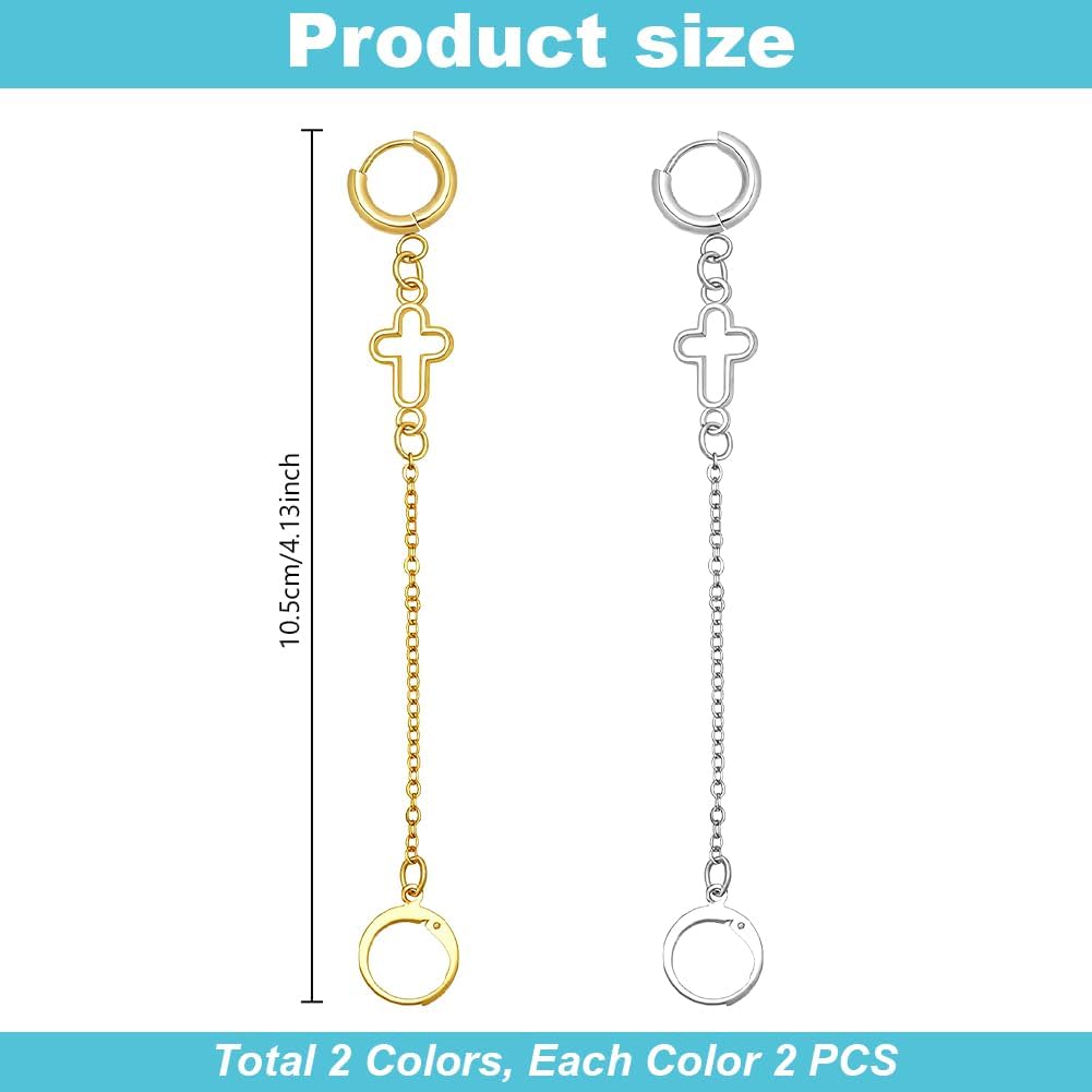 PH PandaHall 4pcs 2 Colors Earplug Earrings Loop, 4.1 inch Earplug Holder Earrings Noise Reducing Earring Anti Lost Ear Clips for Home Schools Office Concert Sleep Anti Lost Decoration image 2