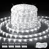 SHPODA 33ft/10m LED Rope Lights,360 LEDs,Cool White,Waterproof,Indoor Outdoor Clear Tube Light Rope and Light Strip,Plugin 110V,Connectable Decorative Lighting for Deck,Patio,Pool,Wedding (6000K)