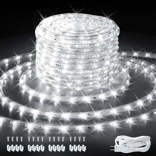 33ft/10m LED Rope Lights, Cool White Rope Light Outside, Waterproof Rope Lighting for Indoor...