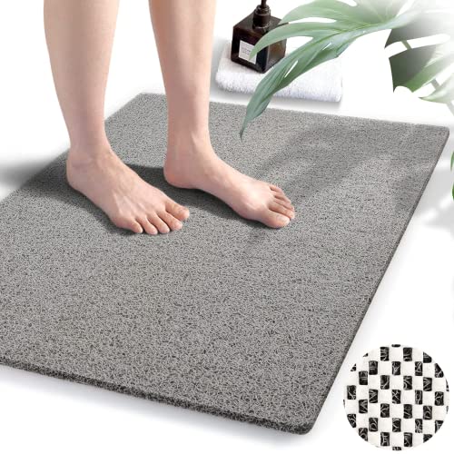 Duschmatten rutschfeste Badematten ohne Saugnäpfe, Badematte für strukturierte Wannenoberfläche, Luffa-Matten für Dusche und Badezimmer, schnell trocknend, grau (43 x 80 cm) Cover
