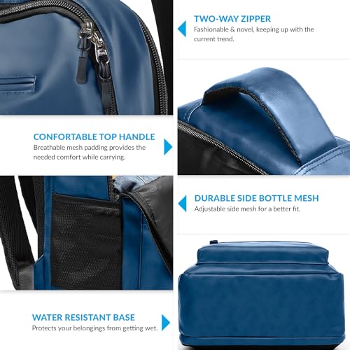Image of Aircase Vegan Leather Laptop Bag Backpack for Men & Women, 22 l, Cobalt Blue, Fits Upto 15.6 inch Laptop, Multiple compartments, Padded Shoulder Straps, for Travel, Office or College, 1 Year Warranty