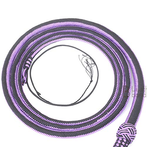 Paracord Nylon Bull Whip 10 Foot 28 Plait Purple & Black Bullwhip Hand Crafted Heavy Duty