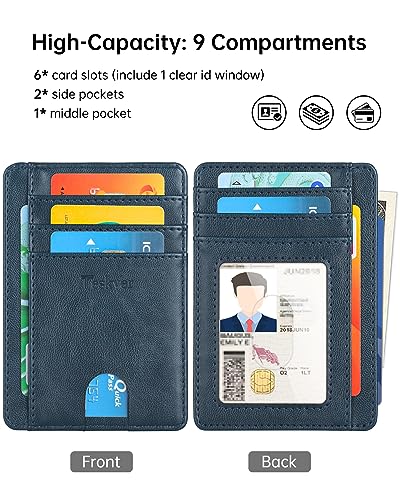 Image of Teskyer Slim Minimalist Wallet for Men, RFID Front Pocket Card Holder | Ultra Slim Front Pocket Design, 8 Card Slots, RFID Protection, Smooth Faux Leather for Everyday Carry