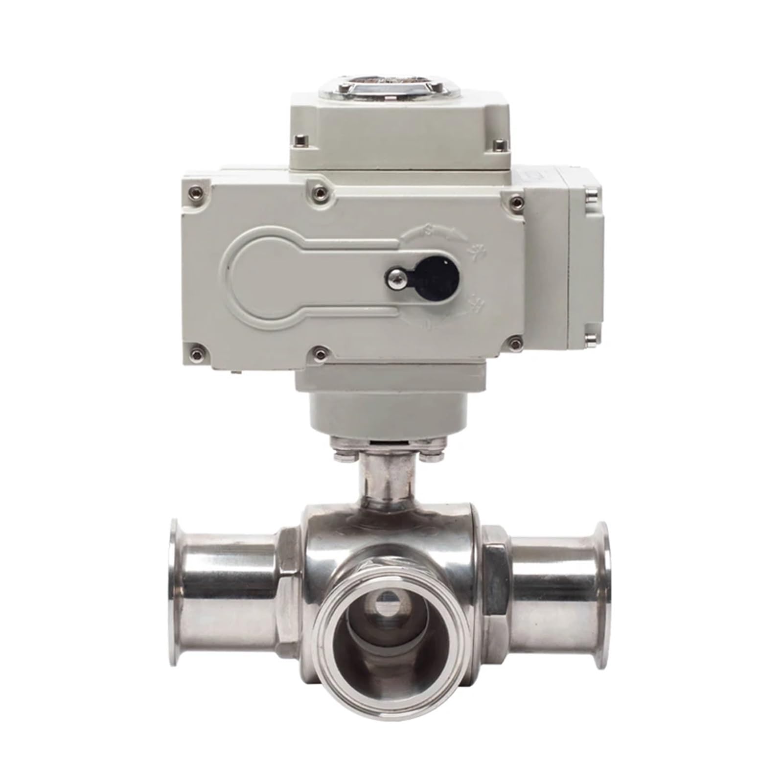 HKYPCOKVK 38mm 3 Way Motorized Ball Valve Q911F-16P Tri Clamp Ferrule Type Electric(T TYPE-110VAC)