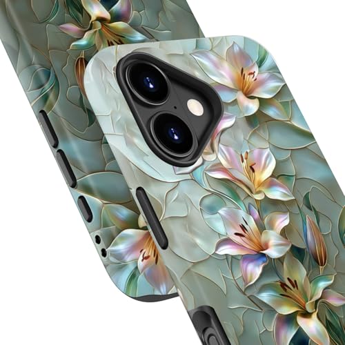 LUMARKE for iPhone 17 Case Cute,Aesthetic Stained Glass Lilies Floral Hard Shell, Compatible with Magsafe, Trendy Fancy Cool Retro Western Protective Slim Silicone Phone Cover for Women Girls by LUMARKE - Used condition - Image 8