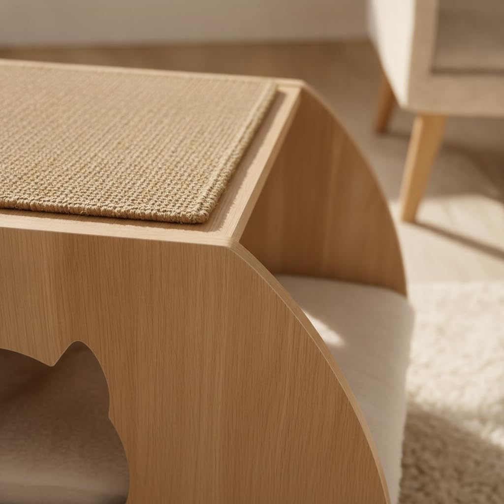 Cuccia per Gatti in Legno con Tiragraffi