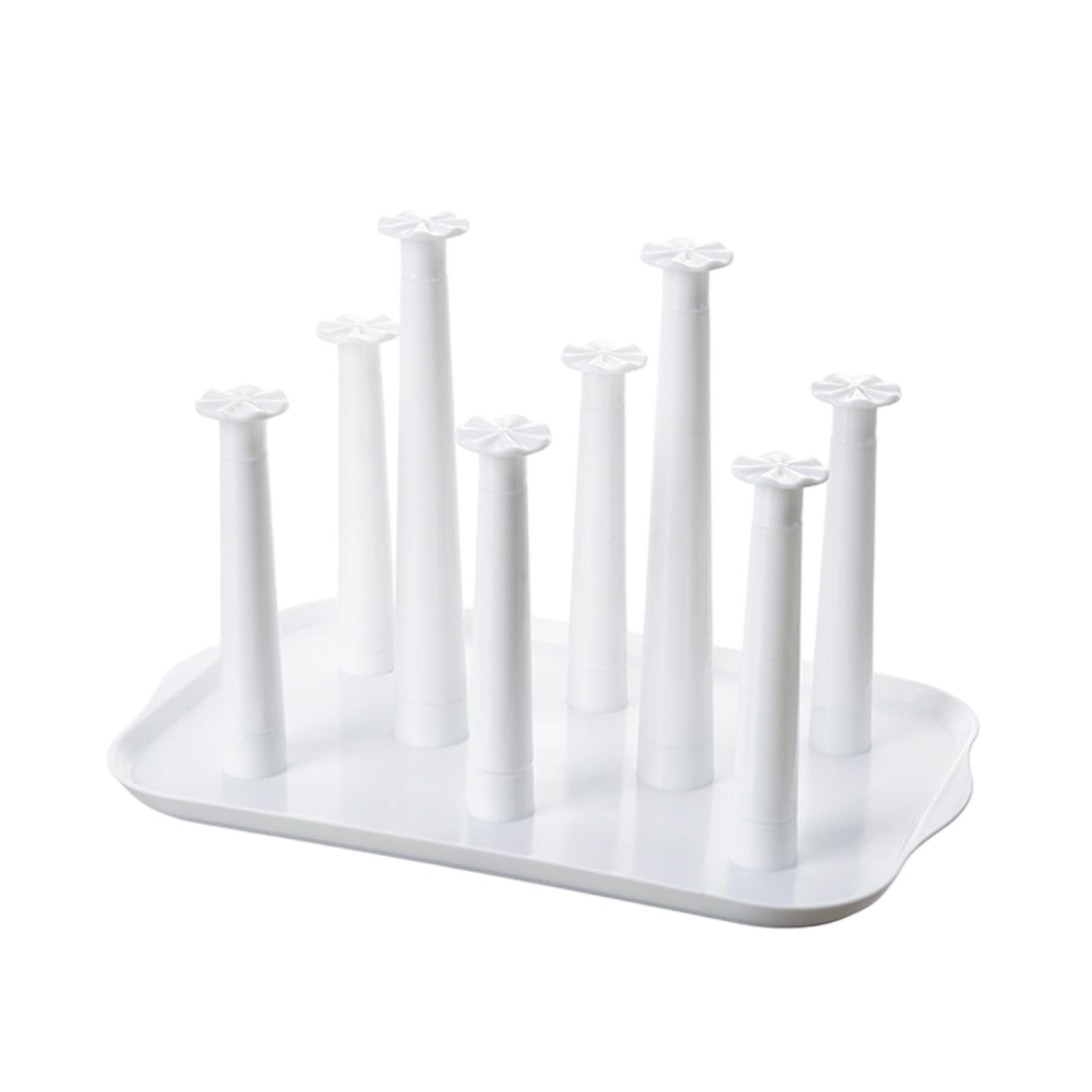 Glifora 6-Slot Plastic Cup Drying Rack with Drip Tray - Space-Saving Countertop Organiser for Mugs and Glasses, Kitchen Storage Rack
