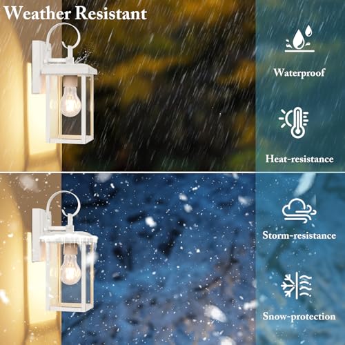 Image of BesLowe 2-Pack Outdoor Wall Light Fixtures, Modern Porch Sconces, White