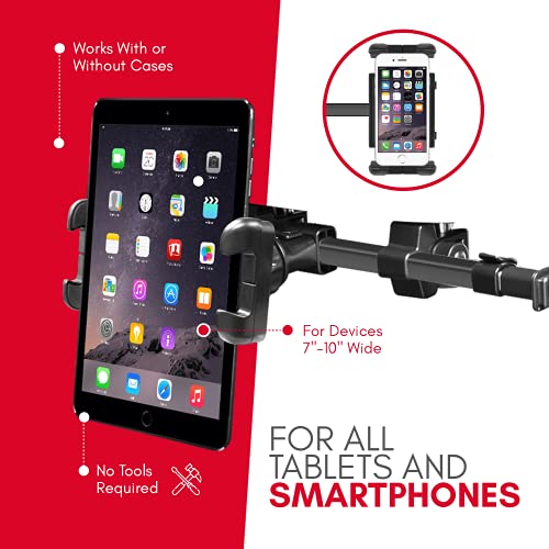 Macally Car Headrest Mount - Road Trip Essentials for Kids - Back Seat Tablet Holder for Car, Compatible with iPad Pro/Air/Mini, Nintendo Switch, Phones with Dual Positions and 360° Rotation - Image 3