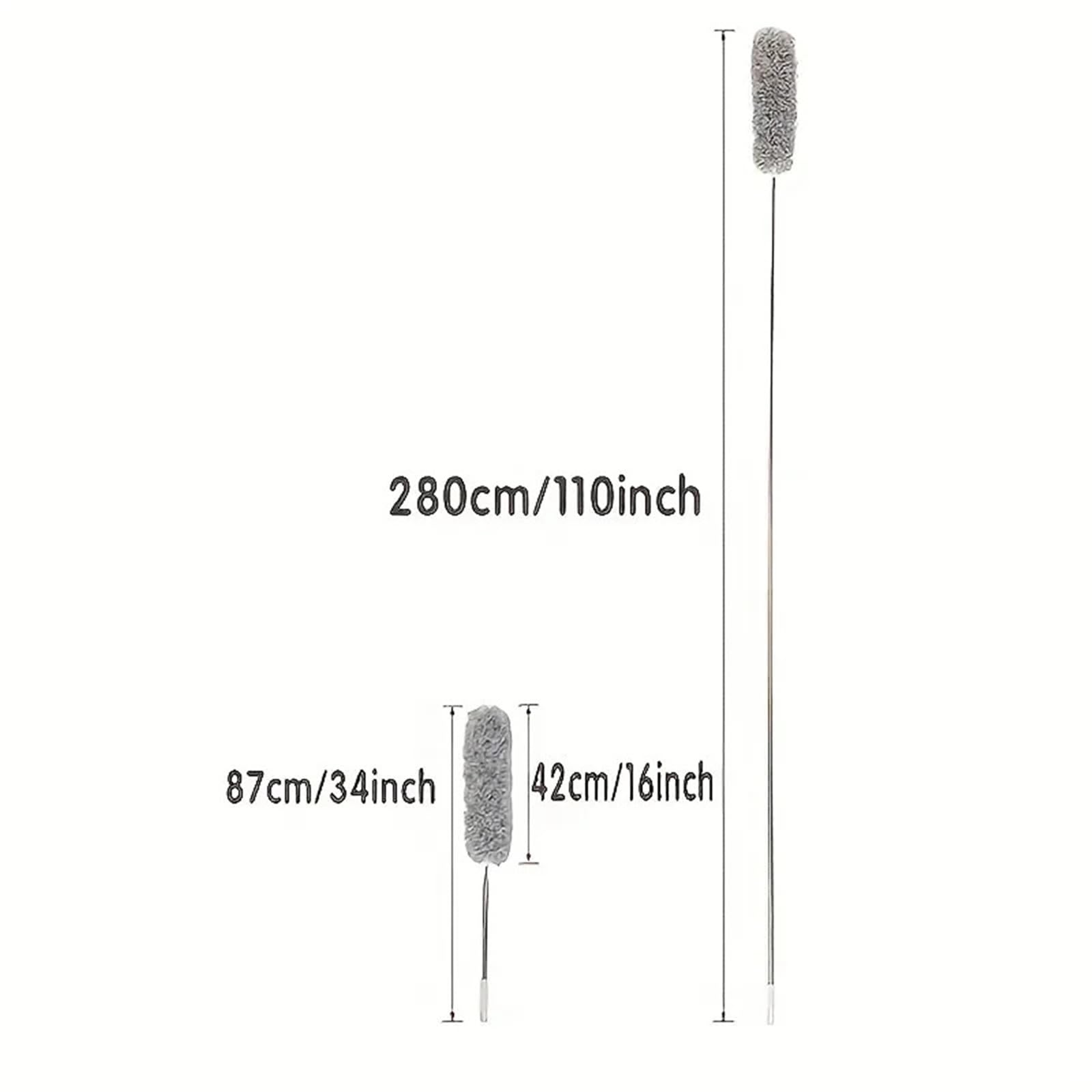 Plumero Plumero de Plumas Pollo extendido 2,8 M, Escoba Limpieza Techo Extensible y Curvada, recolector Polvo electrostático for el hogar