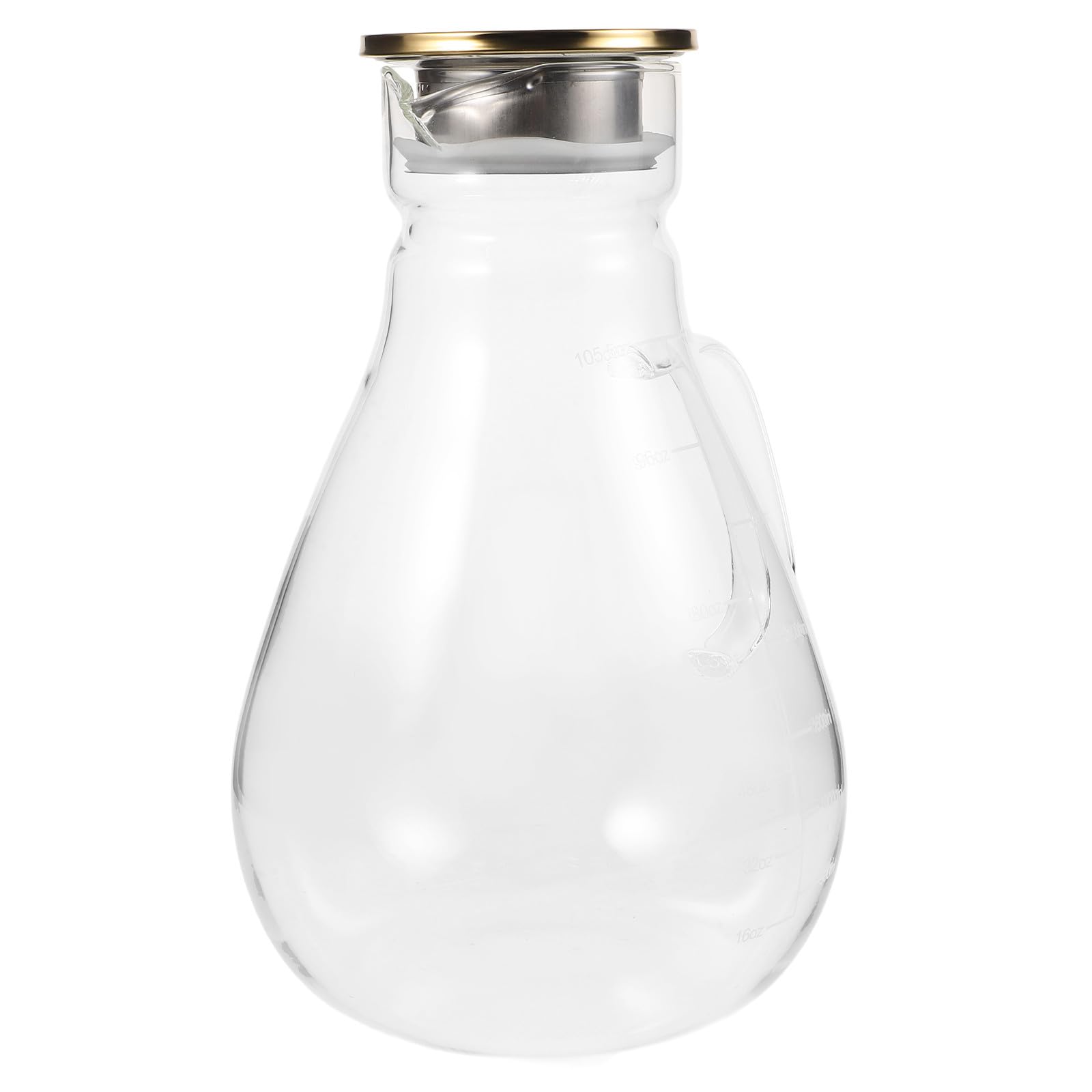 Jarra de Vidrio Borosilicato de 1300ml con Tapa de Acero Inoxidable y Silicona, Diseño Elegante y Antideslizante para Jugos y Leche en Fiestas o Restaurantes