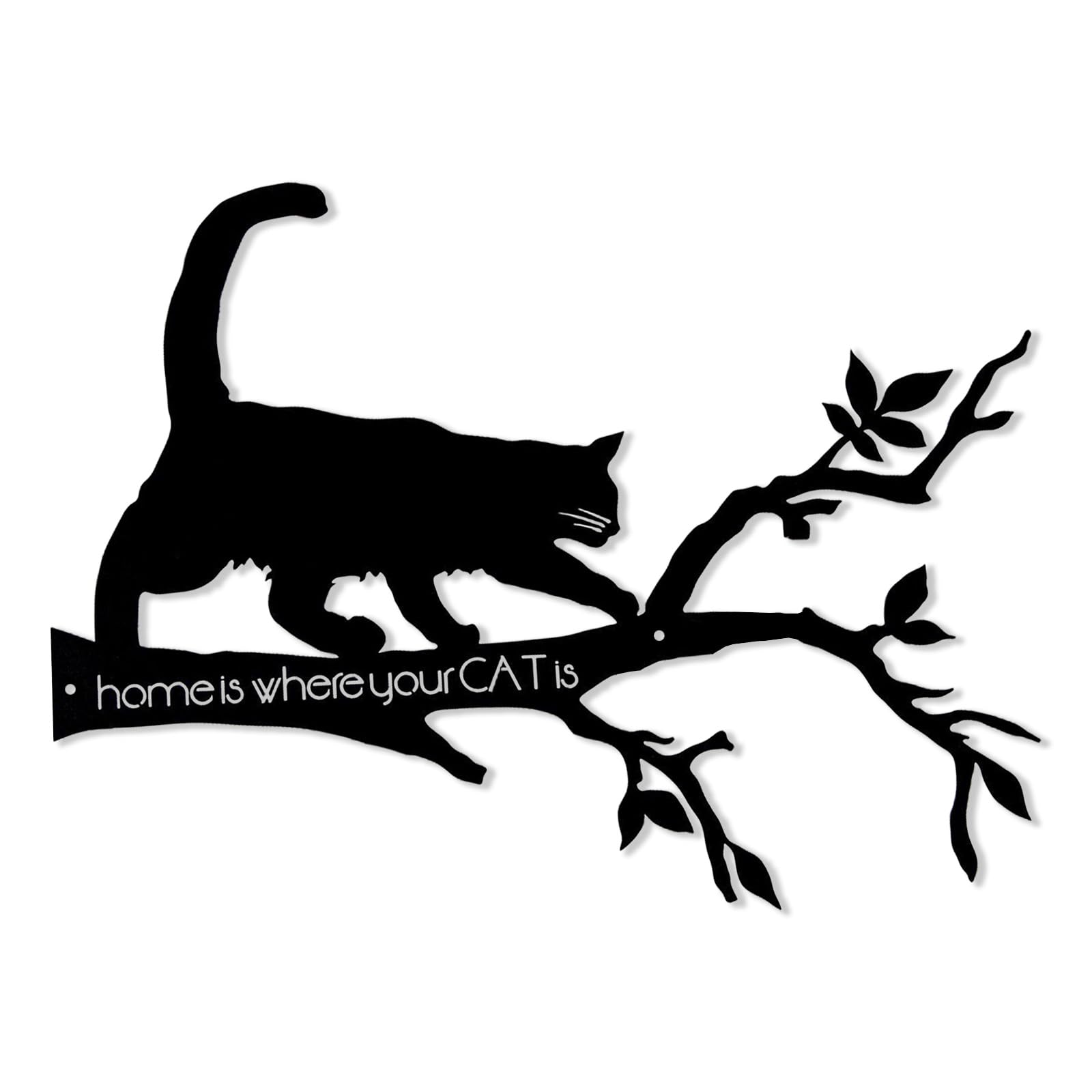 Metall-Silhouette Einer Schwarzen Katze – Ca. 29,5 X 27 Cm, Aus Eisen, Für Garten, Hof Oder Als Deko